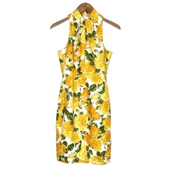Black Halo Zana Floral Print Halter Dress Excellent Size 0 - Picture 1 of 9